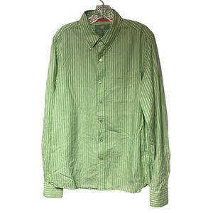 Duck Head Jeans co long sleeve button down men green stripped‎ cotton shirt XL